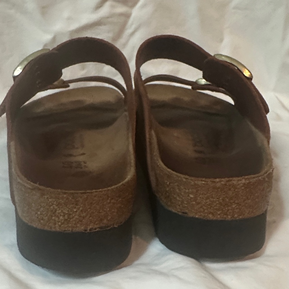 Papillio by Birkenstock Cognac Leather Double-Buckle Sandals - Picture 9 of 10